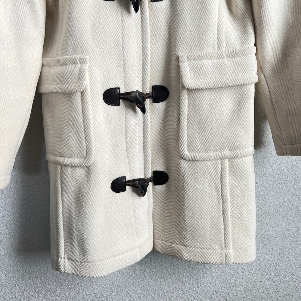 Saint James Toggle Wool Coat Heavy Cream Ivory Hooded Jacket Women's 4 France 36 - Picture 4 of 10